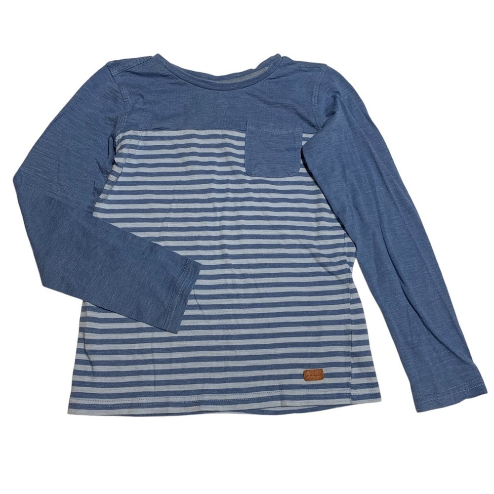 7 For All Mankind Blue Striped Long Sleeve Tee